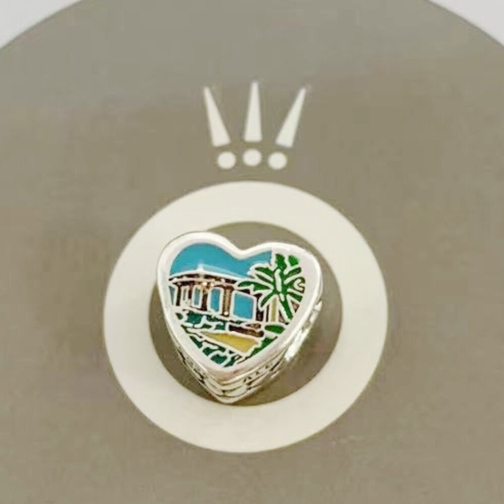 Pandora Marco Island Florida Heart Bead Charm